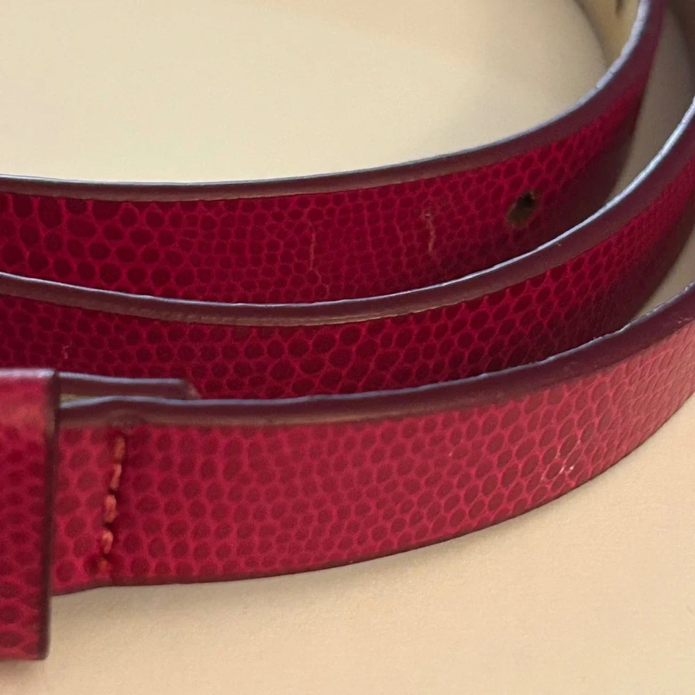 Coldwater Creek Magenta Pink Embossed Skinny Belt XL Misses 18 Buckle 4003287